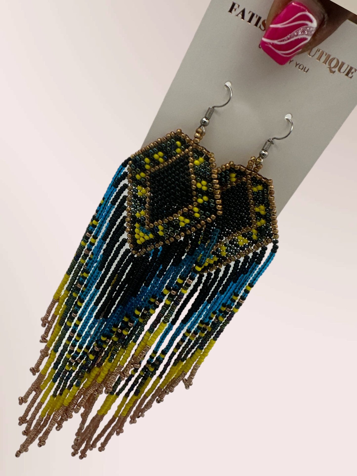 Extra Long Elegant Authentic African Ethnic Statement Dangle Tassel Earrings - Fatisha Boutique
