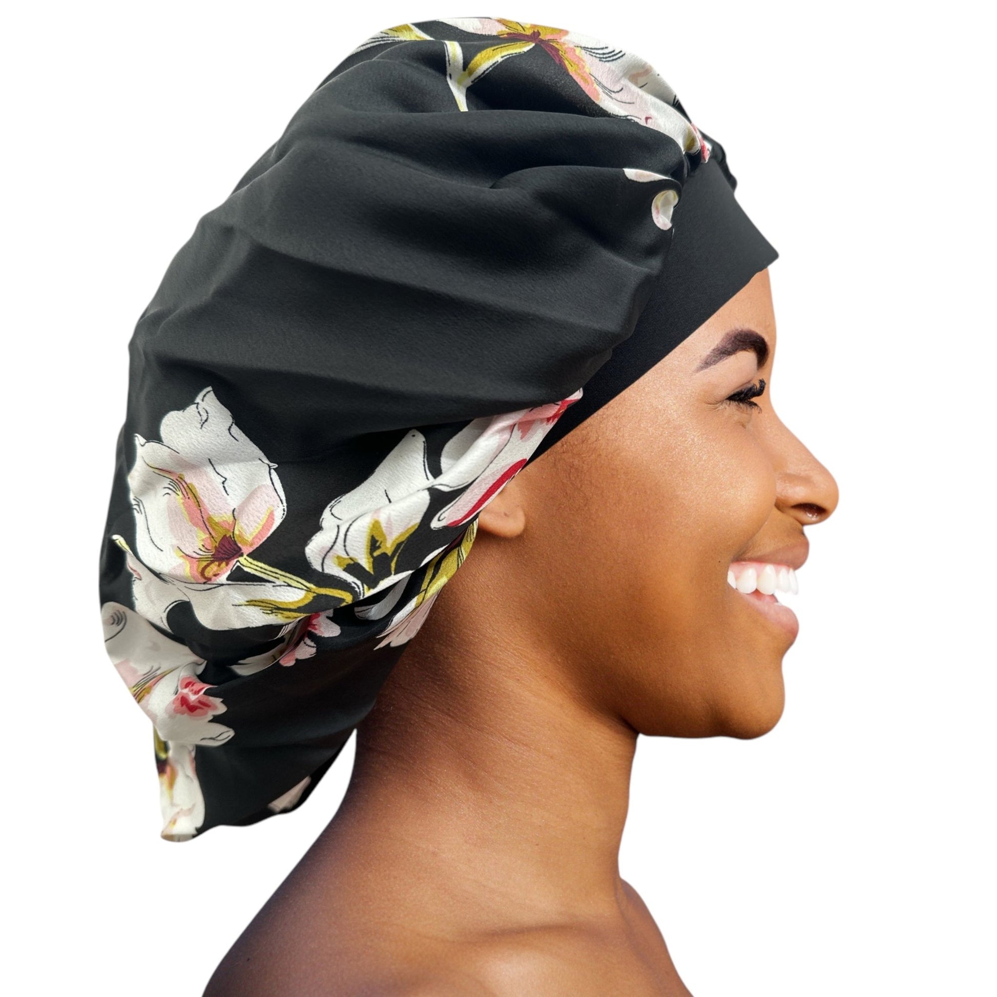 Floral Printed Satin Silk Bonnet Cap – Stylish & Breathable Hair Protection for All Hair Types - Fatisha Boutique