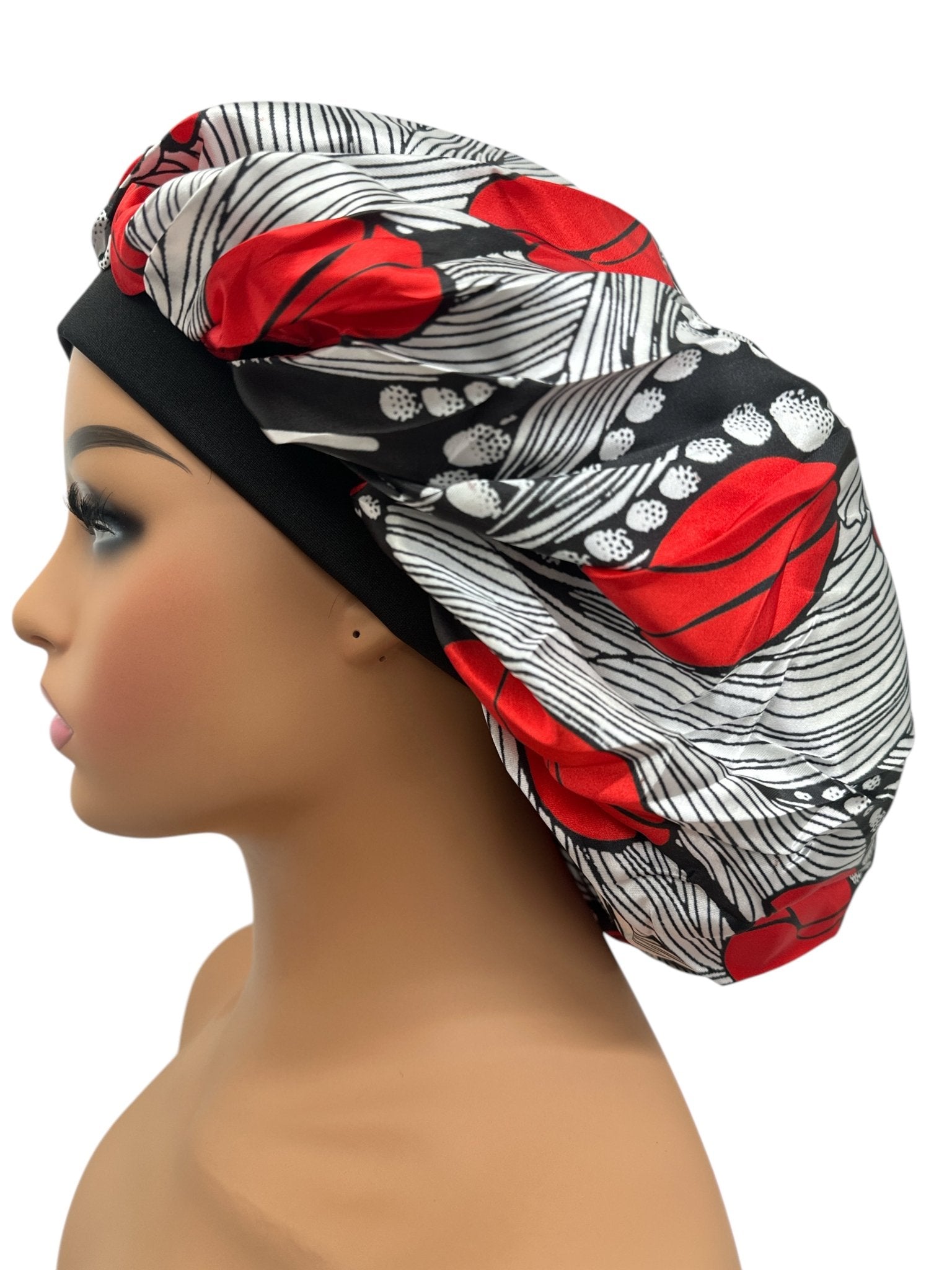 Floral Printed Satin Silk Bonnet Cap – Stylish & Breathable Hair Protection for All Hair Types - Fatisha Boutique