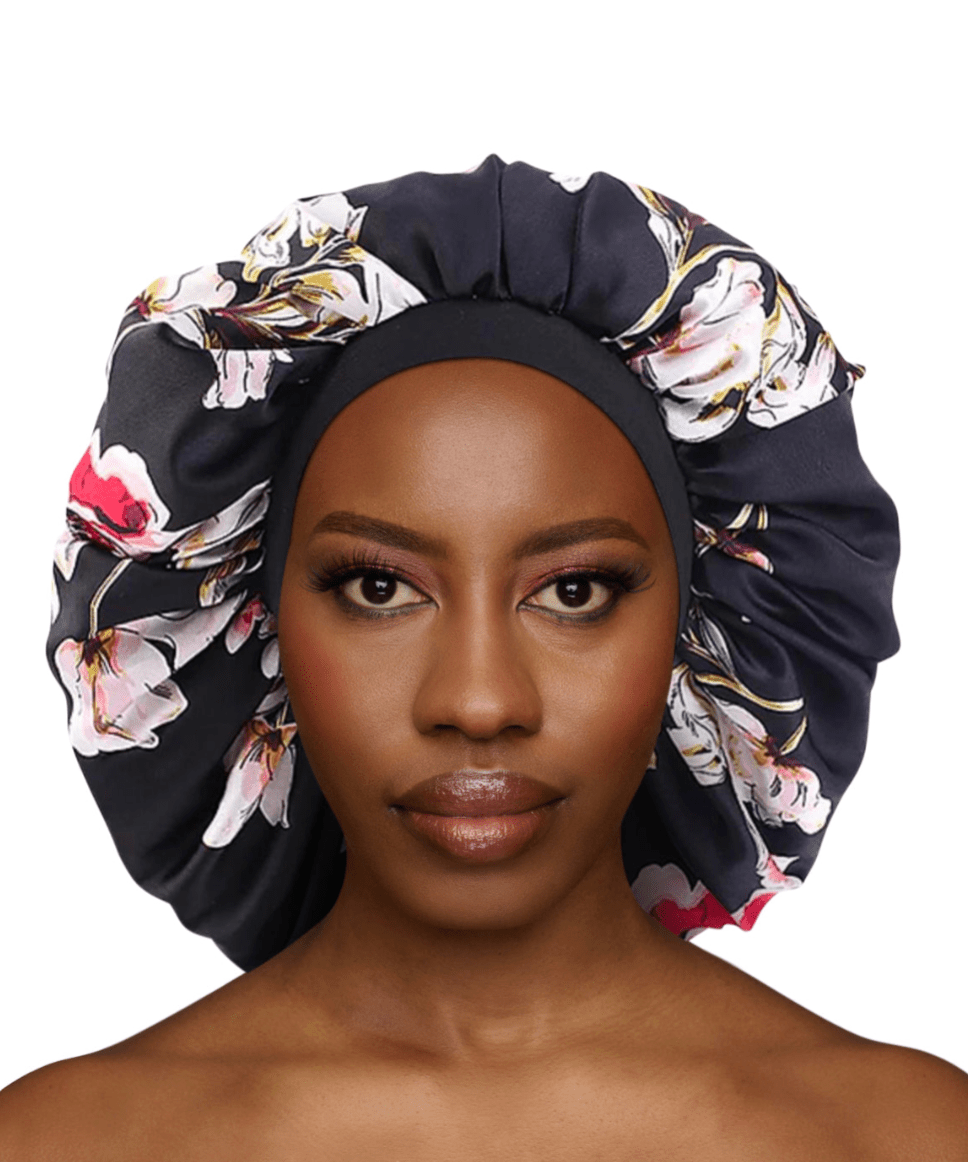 Floral Printed Satin Silk Bonnet Cap – Stylish & Breathable Hair Protection for All Hair Types - Fatisha Boutique