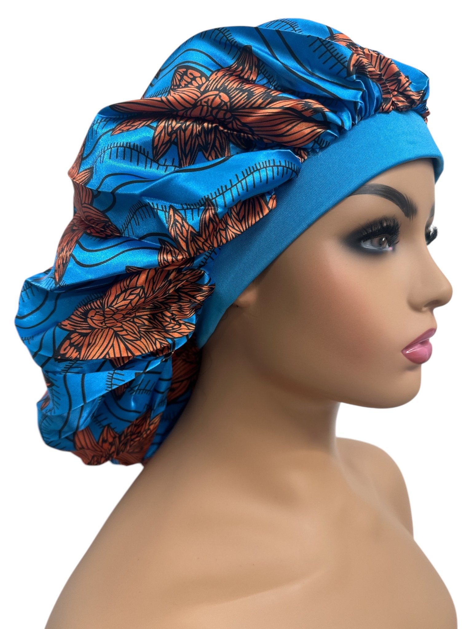 Floral Printed Satin Silk Bonnet Cap – Stylish & Breathable Hair Protection for All Hair Types - Fatisha Boutique