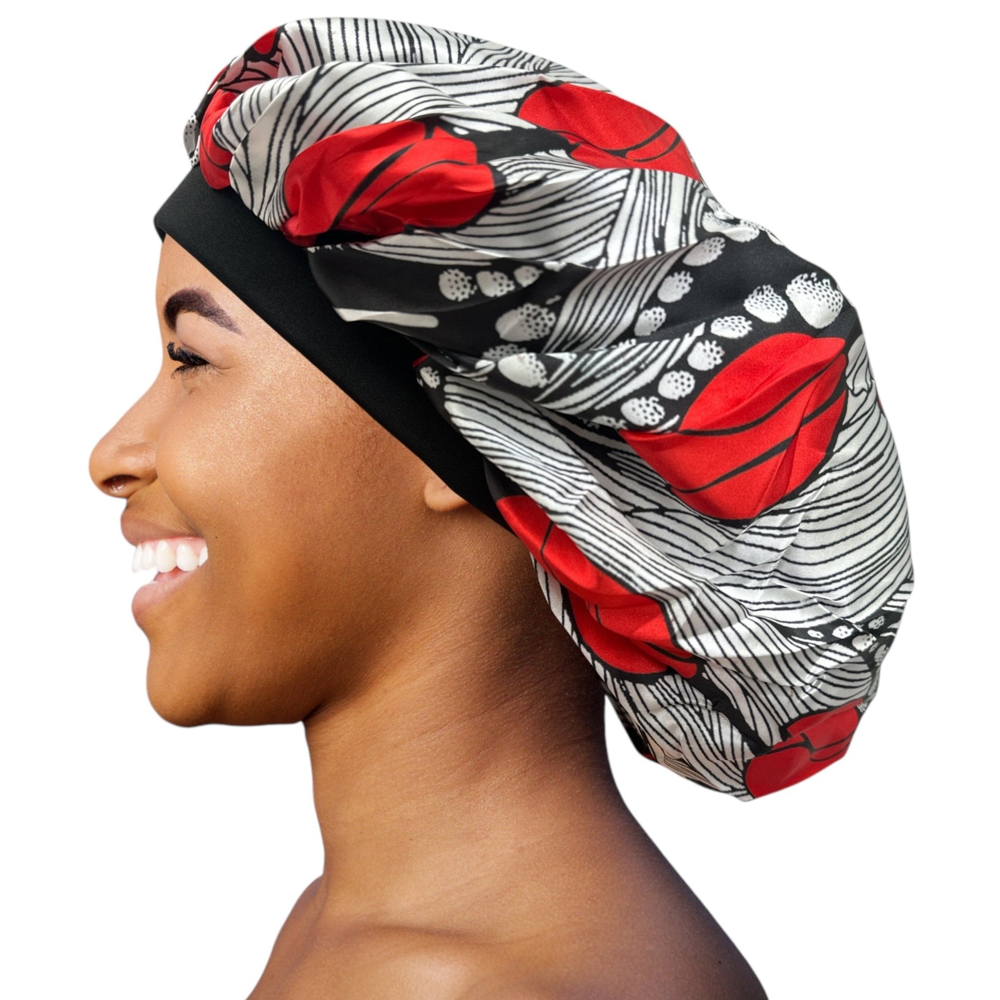 Floral Printed Satin Silk Bonnet Cap – Stylish & Breathable Hair Protection for All Hair Types - Fatisha Boutique