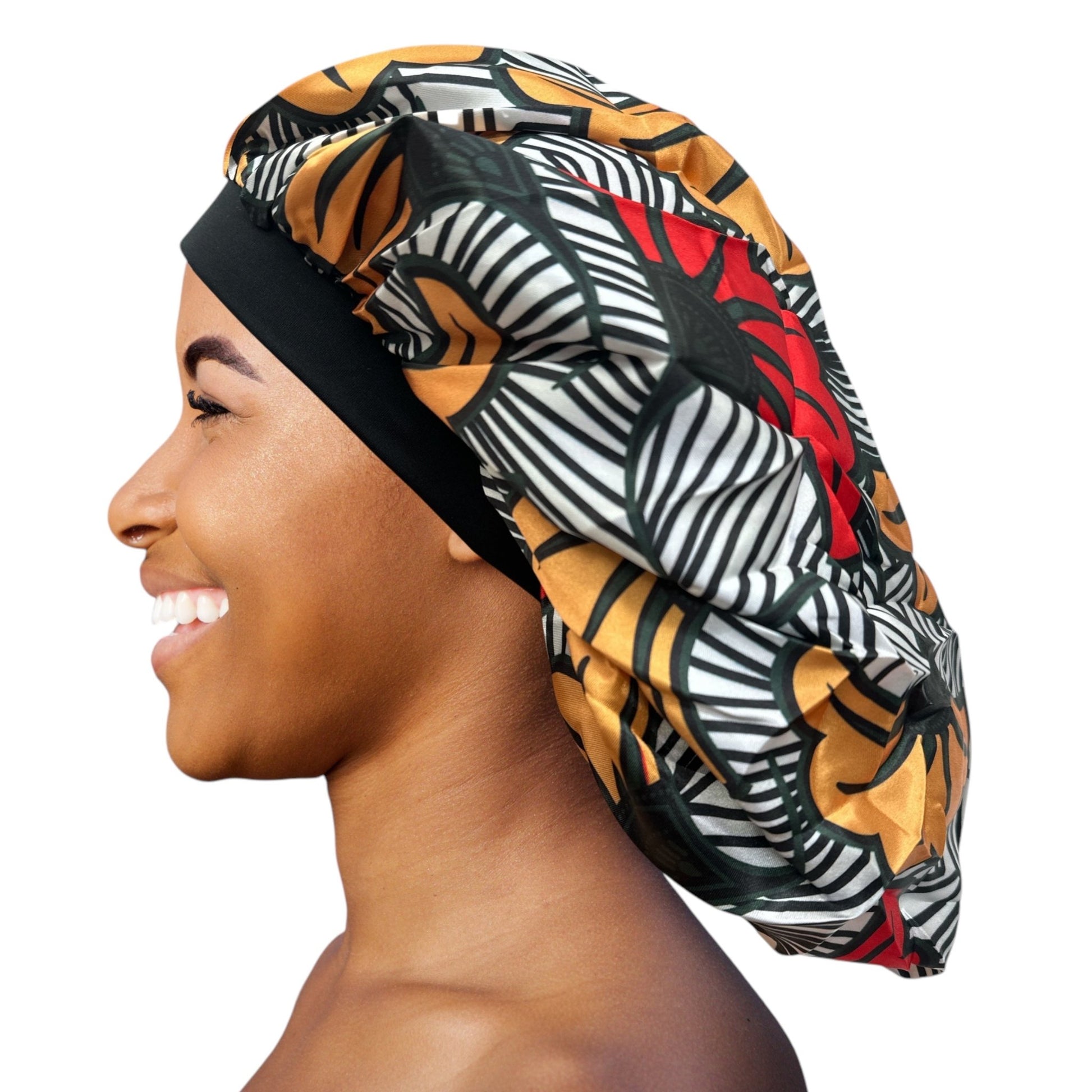 Floral Printed Satin Silk Bonnet Cap – Stylish & Breathable Hair Protection for All Hair Types - Fatisha Boutique