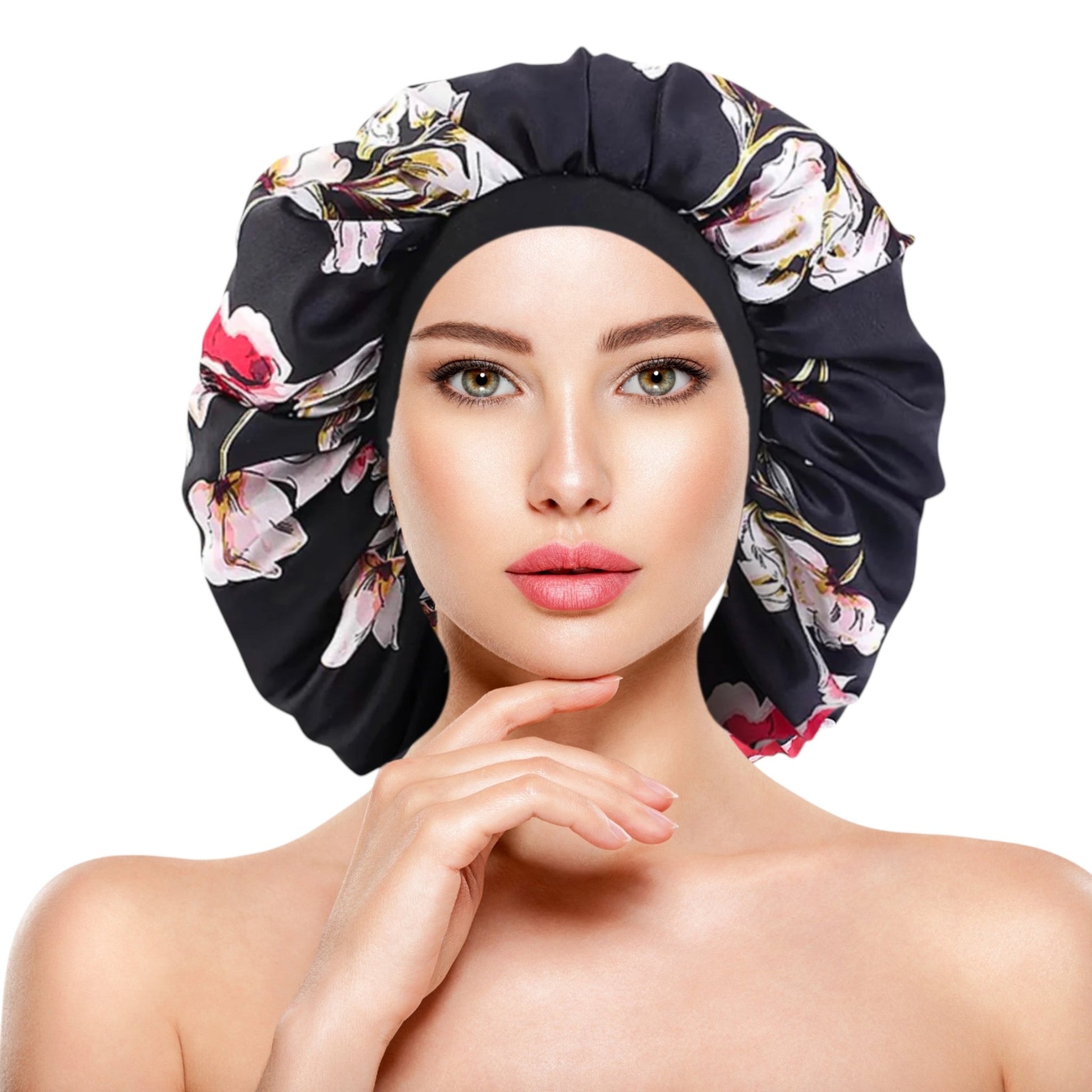 Floral Printed Satin Silk Bonnet Cap – Stylish & Breathable Hair Protection for All Hair Types - Fatisha Boutique