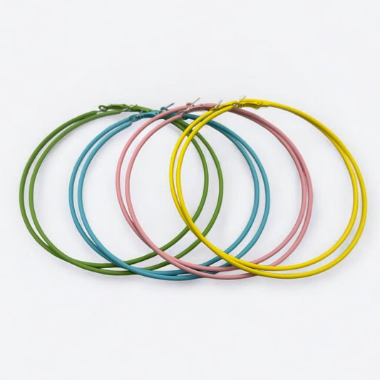 Funky 10cm Colourful Retro Round Hoop Earrings - Fatisha Boutique