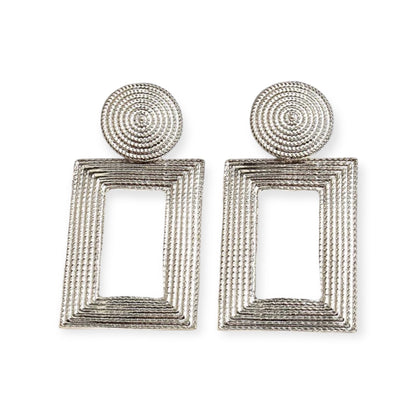 Geometric Textured Gold Statement Earrings – Bold Retro Dangle Earrings for Women - Fatisha Boutique