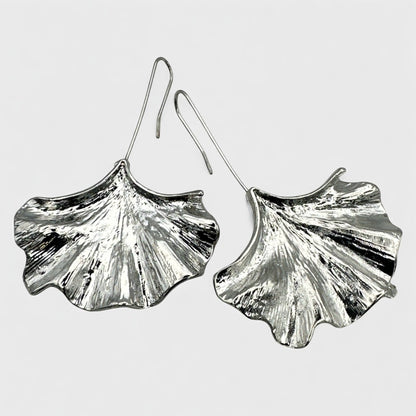 Ginkgo Leaf Dangle Earrings – Nature - Inspired in Gold or Silver - Fatisha Boutique