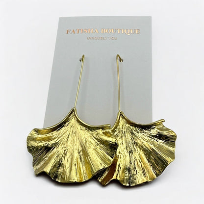 Ginkgo Leaf Dangle Earrings – Nature - Inspired in Gold or Silver - Fatisha Boutique