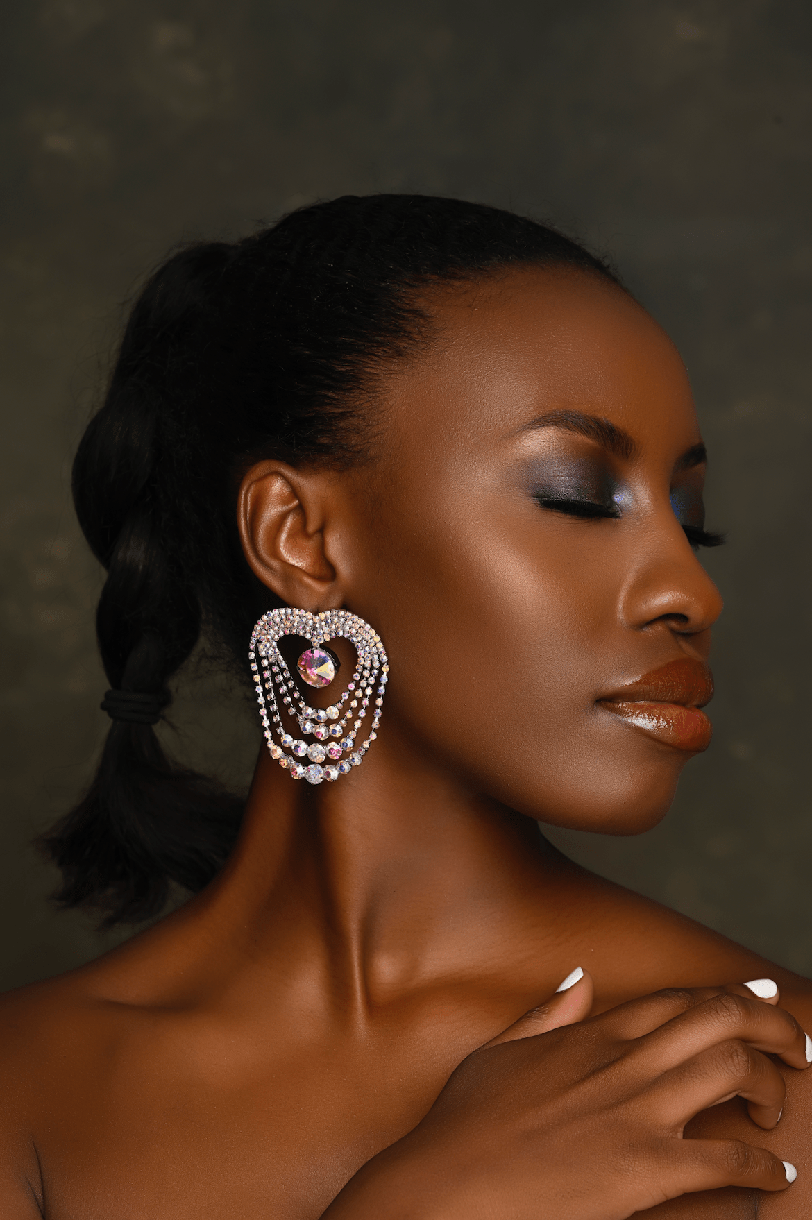 Glamorous AB Silver Statement Diamante Rhinestone Tassel Earrings - Fatisha Boutique