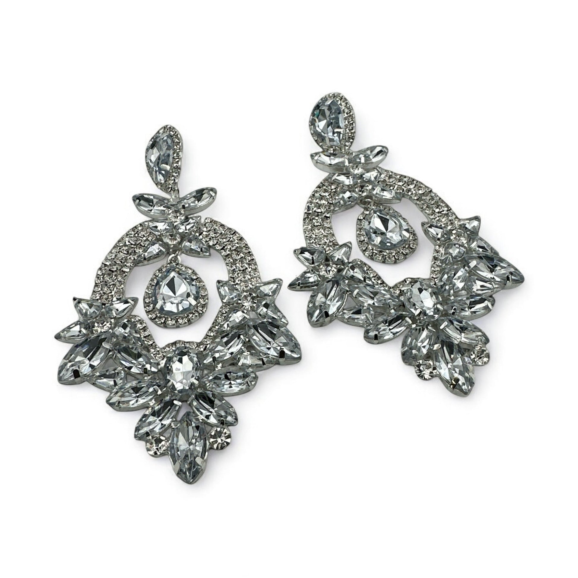 Glamorous Crystal Diamante Dangle Earrings – Bold Statement Sparkly Jewellery for Women - Fatisha Boutique