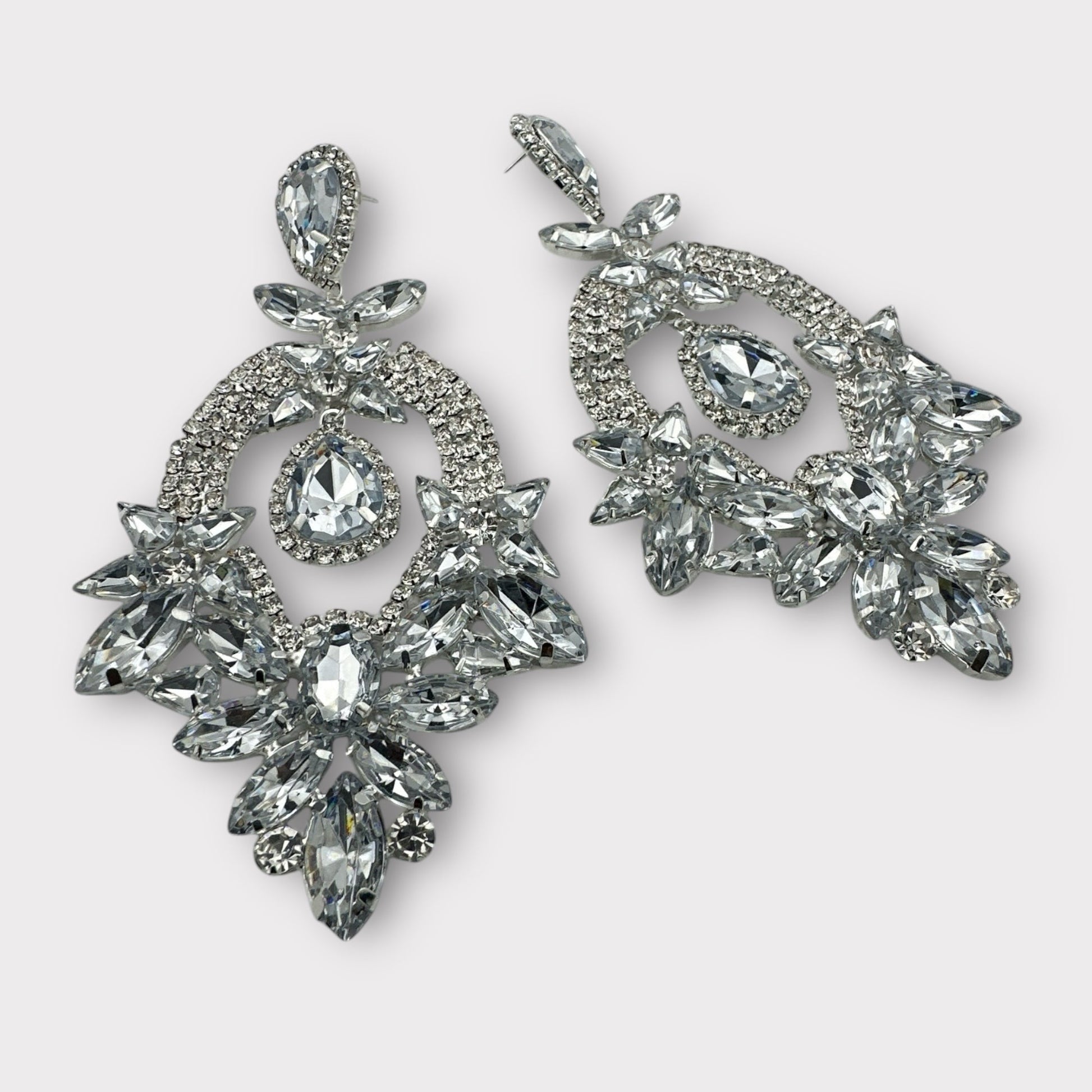 Glamorous Crystal Diamante Dangle Earrings – Bold Statement Sparkly Jewellery for Women - Fatisha Boutique