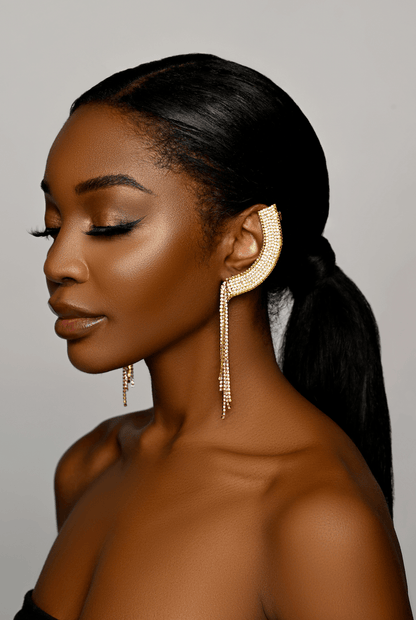 Glamorous Crystal Diamante Rhinestone Wrapped Stud Earrings - Fatisha Boutique