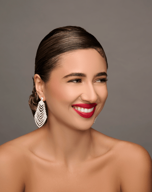 Glamorous Crystals Diamante Rhinestone Leaf Dangle Drop Earrings - Fatisha Boutique