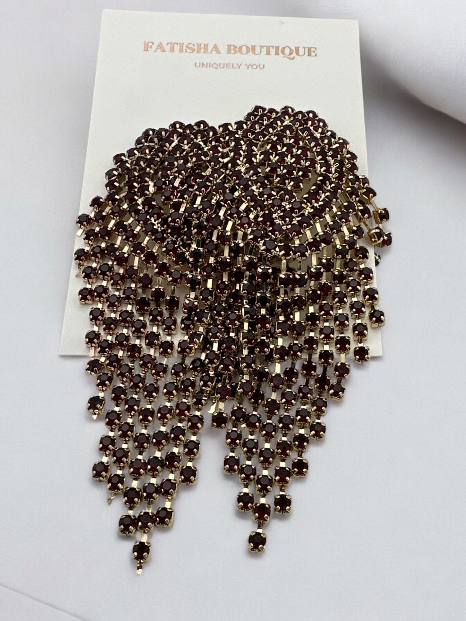 Glamorous Diamante Rhinestone Crystal Cascade Tassel Statement Drop Earrings - Fatisha Boutique