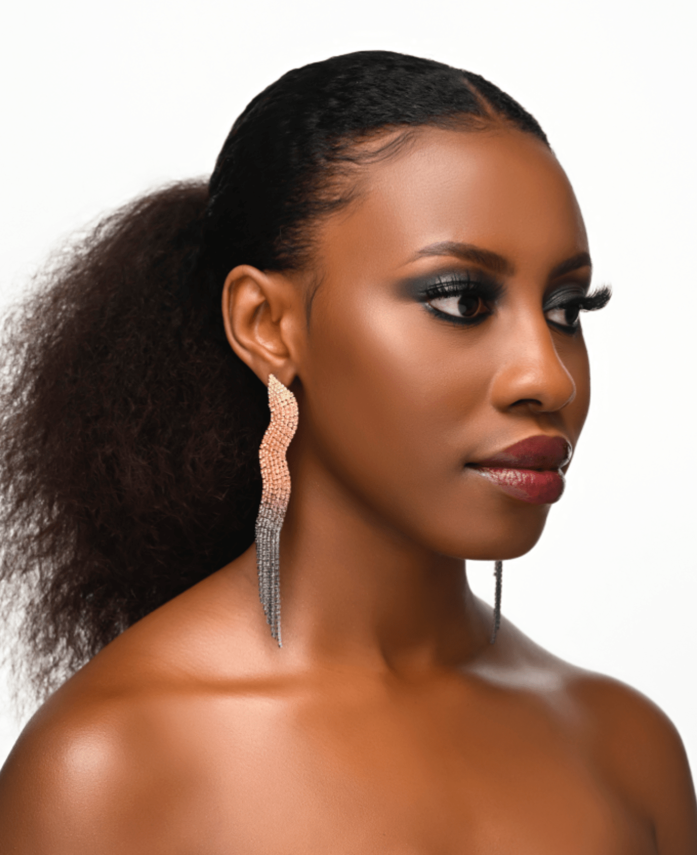 Glamorous Flame Designed Diamante Rhinestone Long Tassel Earrings - Fatisha Boutique