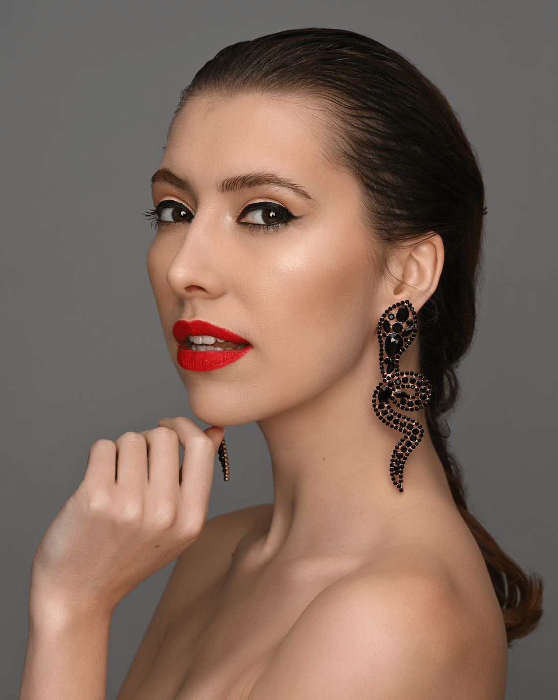Glamorous Large Statement Diamante Rhinestone Snake Stud Earrings - Fatisha Boutique