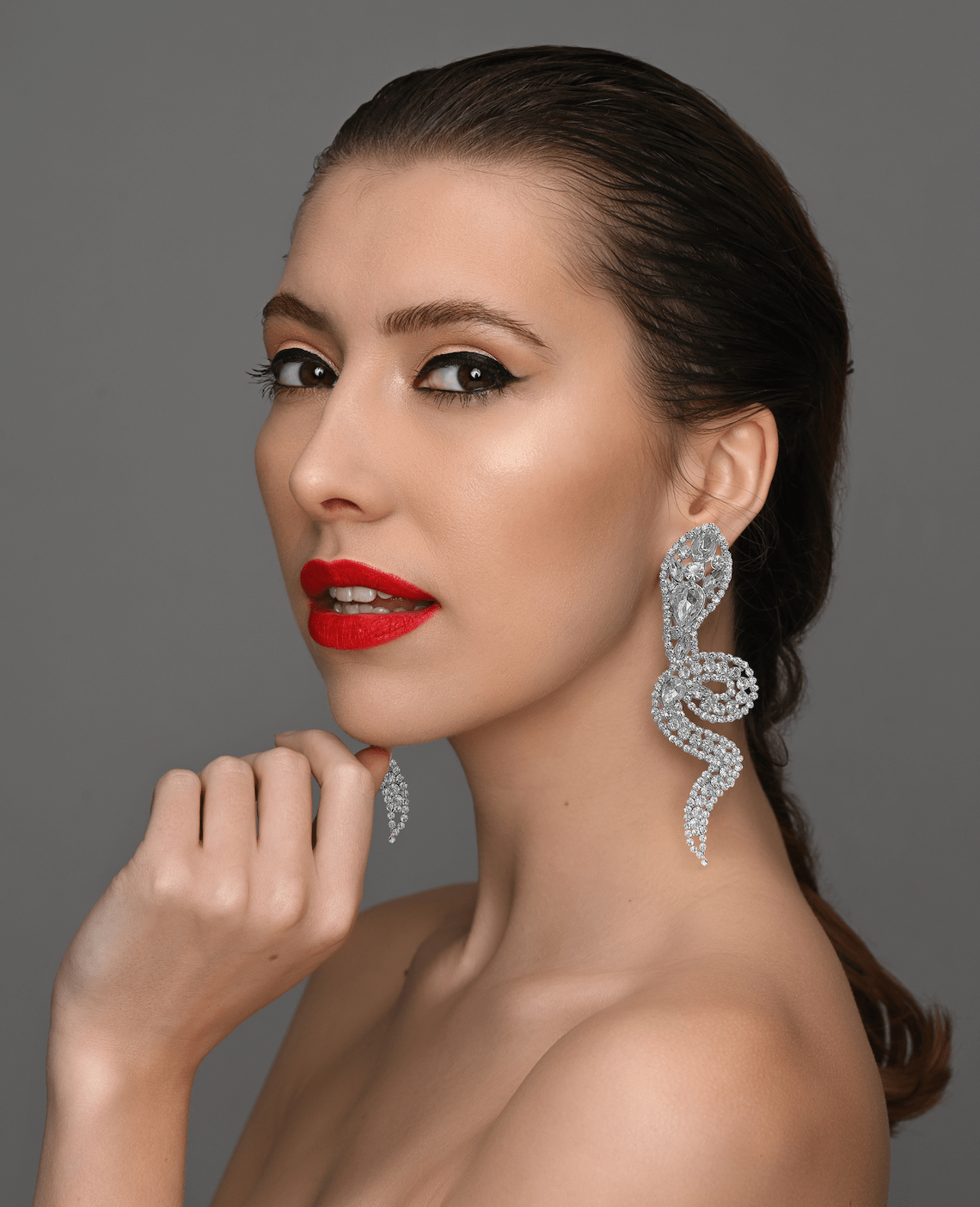 Glamorous Large Statement Diamante Rhinestone Snake Stud Earrings - Fatisha Boutique