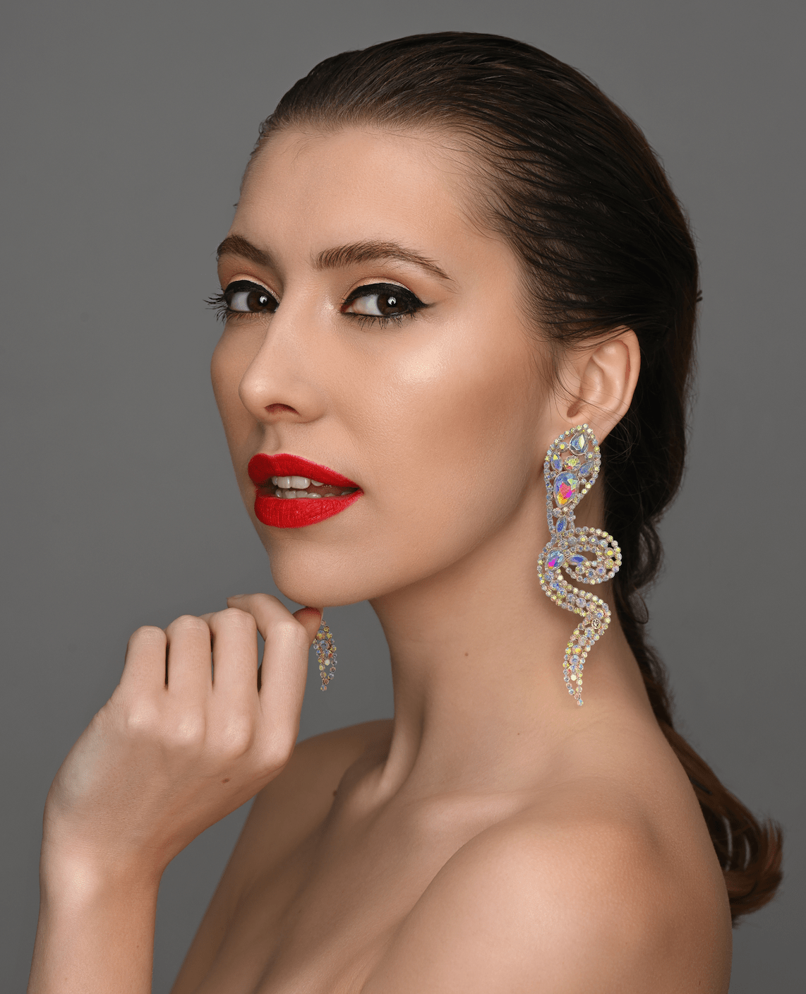 Glamorous Large Statement Diamante Rhinestone Snake Stud Earrings - Fatisha Boutique