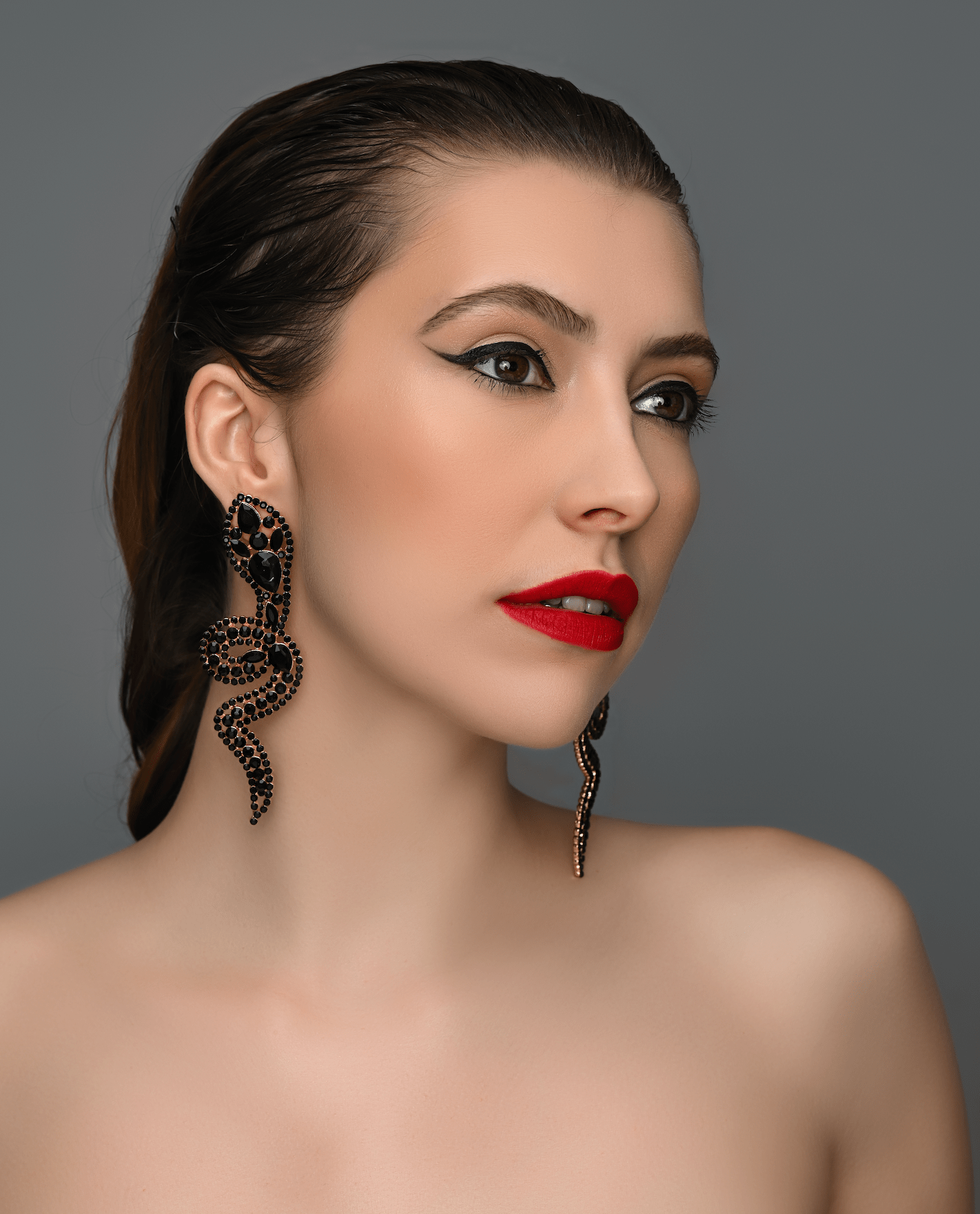 Glamorous Large Statement Diamante Rhinestone Snake Stud Earrings - Fatisha Boutique