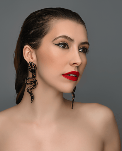 Glamorous Large Statement Diamante Rhinestone Snake Stud Earrings - Fatisha Boutique