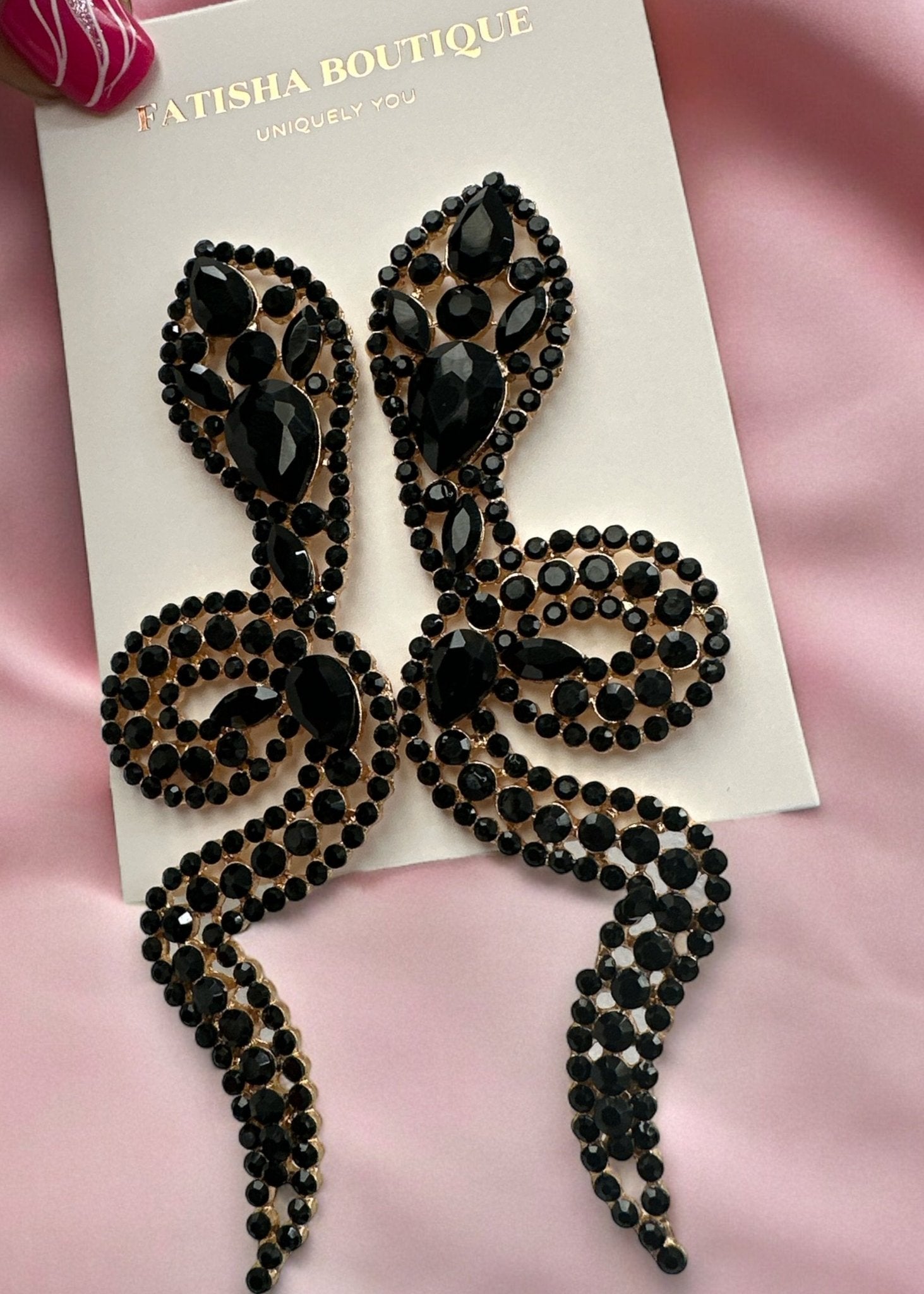Glamorous Large Statement Diamante Rhinestone Snake Stud Earrings - Fatisha Boutique
