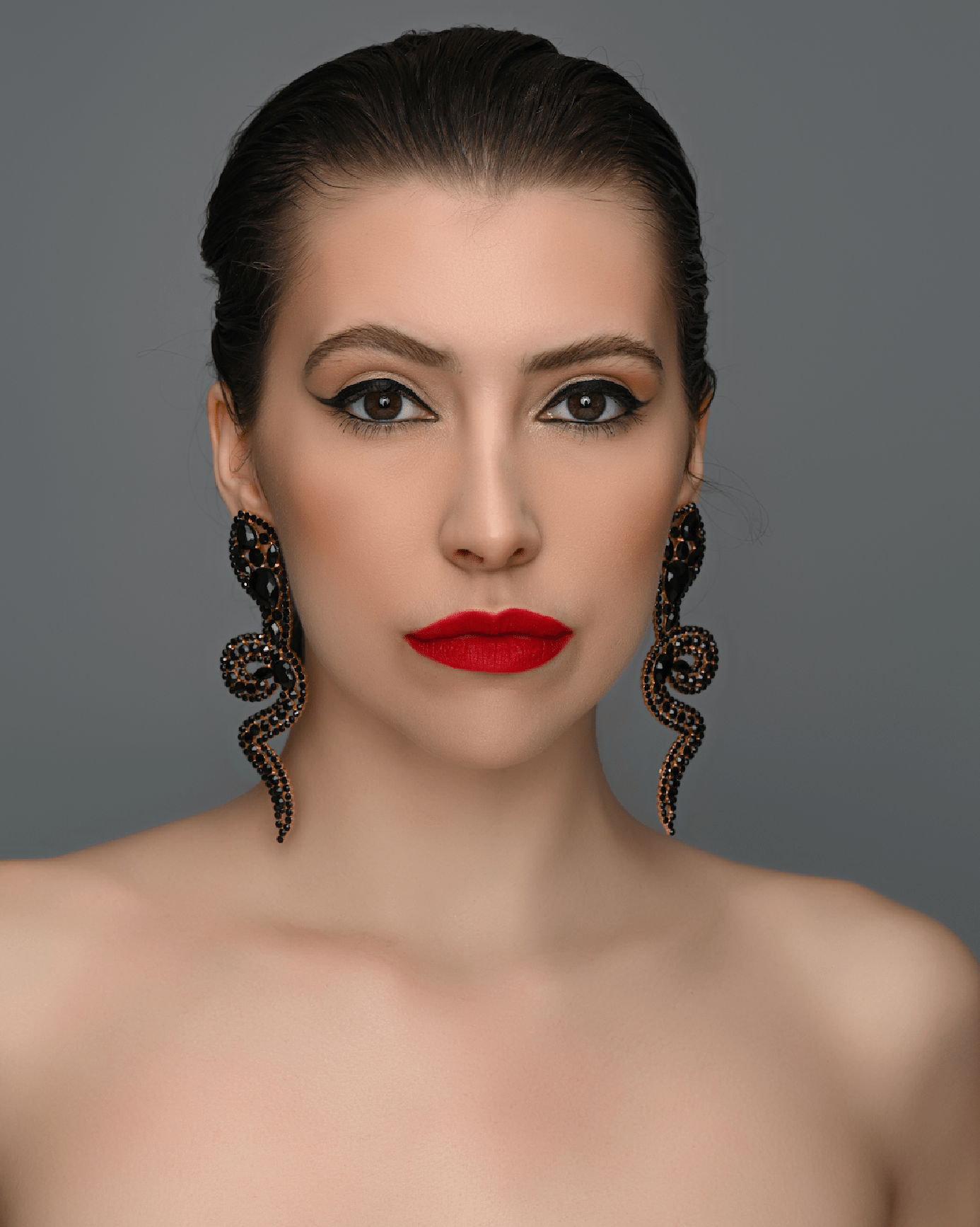 Glamorous Large Statement Diamante Rhinestone Snake Stud Earrings - Fatisha Boutique