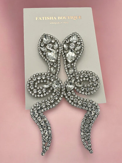Glamorous Large Statement Diamante Rhinestone Snake Stud Earrings - Fatisha Boutique