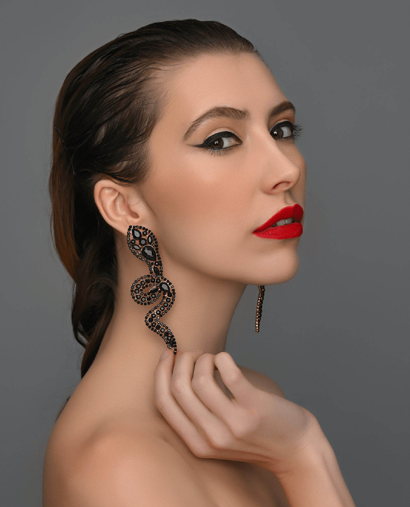 Glamorous Large Statement Diamante Rhinestone Snake Stud Earrings - Fatisha Boutique
