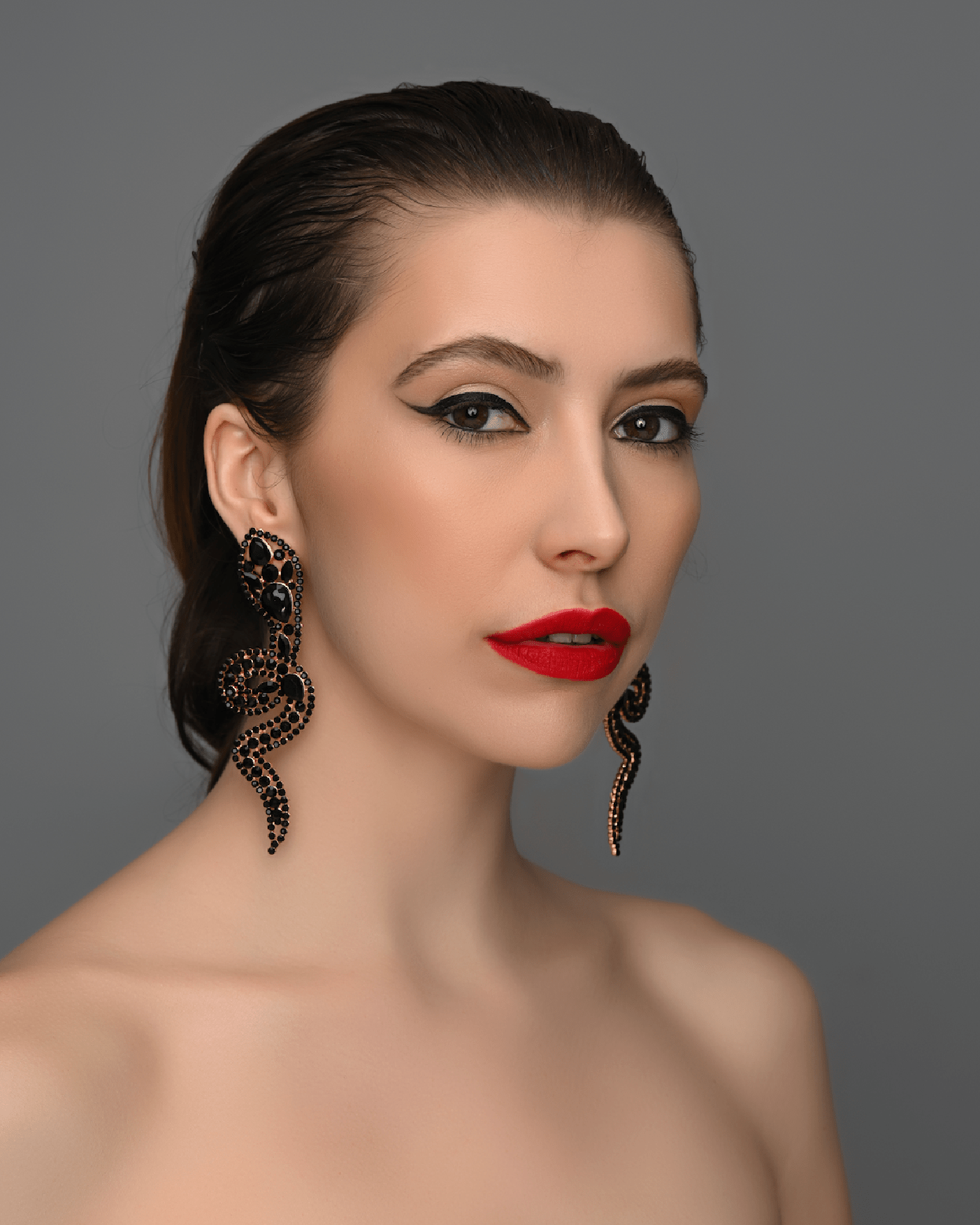 Glamorous Large Statement Diamante Rhinestone Snake Stud Earrings - Fatisha Boutique
