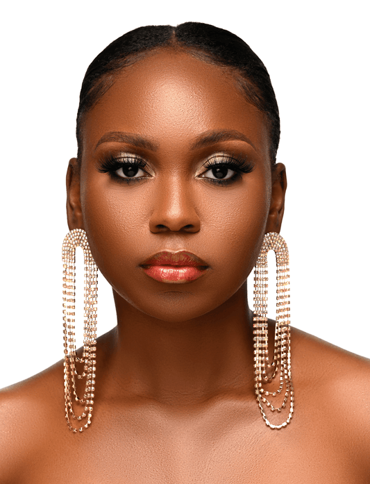 Glamorous Long Elegant Statement Rhinestone Tassel Earrings Jewellery - Fatisha Boutique