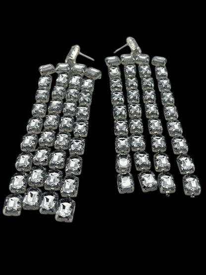 Glamorous Multi - Strand Statement Luxury Crystal Chandelier Drop Earrings - Fatisha Boutique