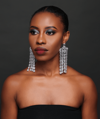 Glamorous Multi - Strand Statement Luxury Crystal Chandelier Drop Earrings - Fatisha Boutique
