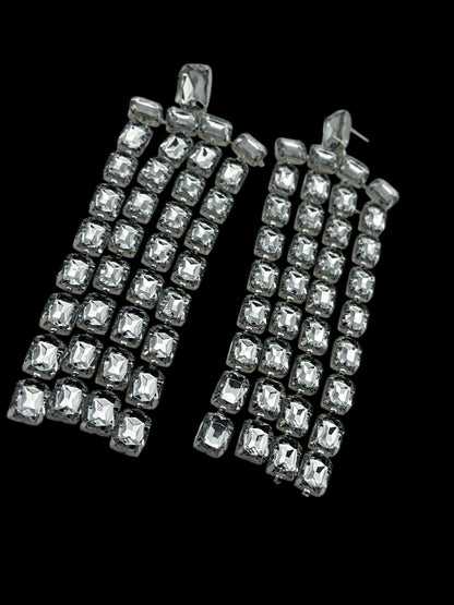 Glamorous Multi - Strand Statement Luxury Crystal Chandelier Drop Earrings - Fatisha Boutique