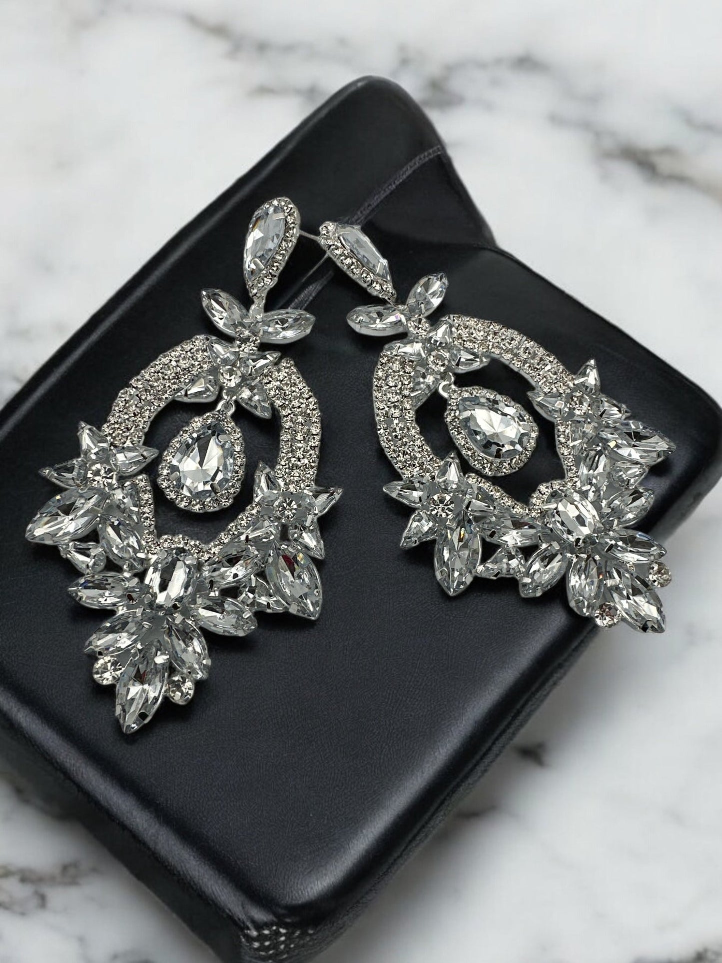 Glamorous Statement Crystal Diamante Rhinestone Dangle Earrings - Fatisha Boutique
