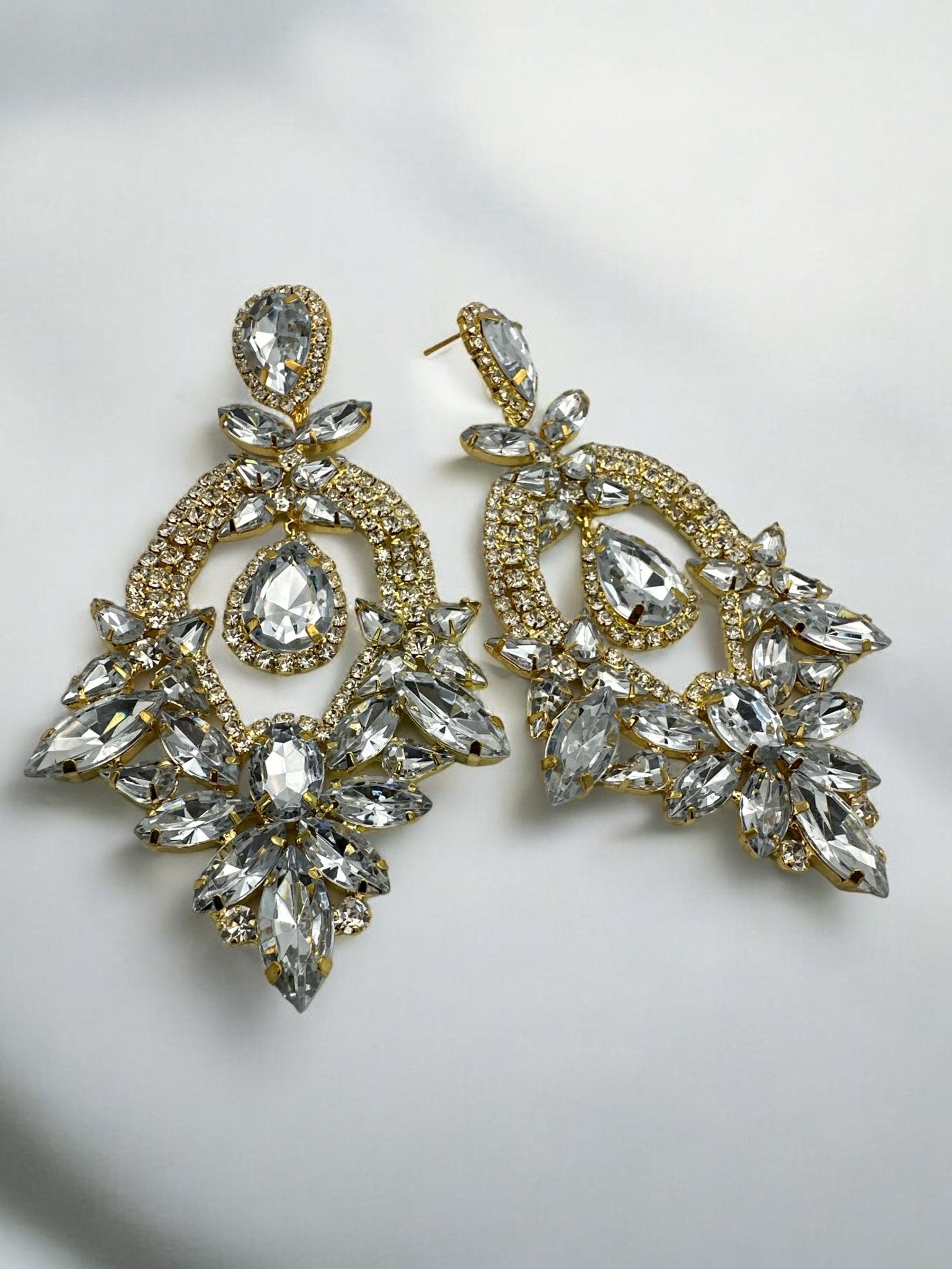 Glamorous Statement Crystal Diamante Rhinestone Dangle Earrings - Fatisha Boutique