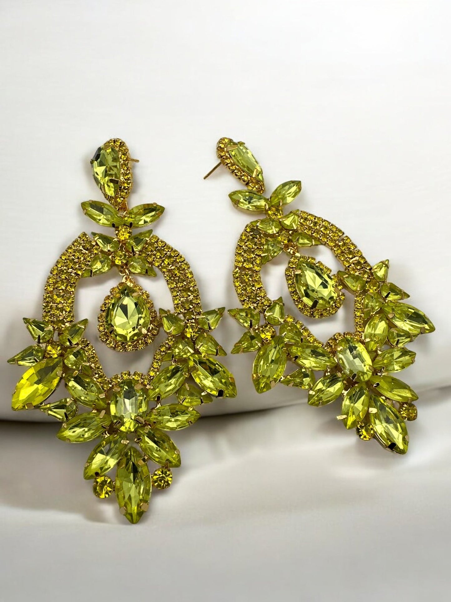 Glamorous Statement Crystal Diamante Rhinestone Dangle Earrings - Fatisha Boutique