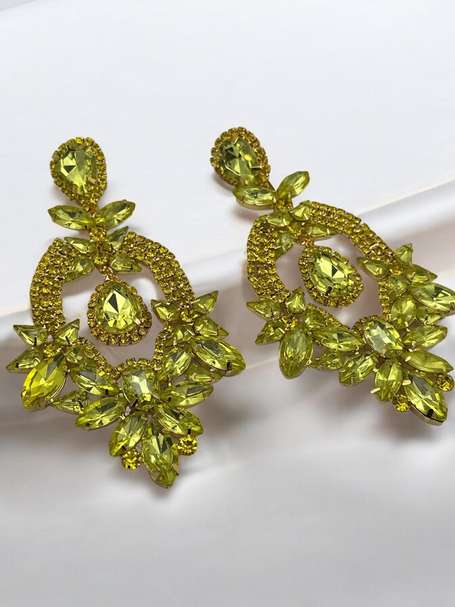 Glamorous Statement Crystal Diamante Rhinestone Dangle Earrings - Fatisha Boutique