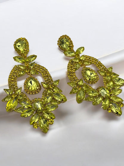 Glamorous Statement Crystal Diamante Rhinestone Dangle Earrings - Fatisha Boutique