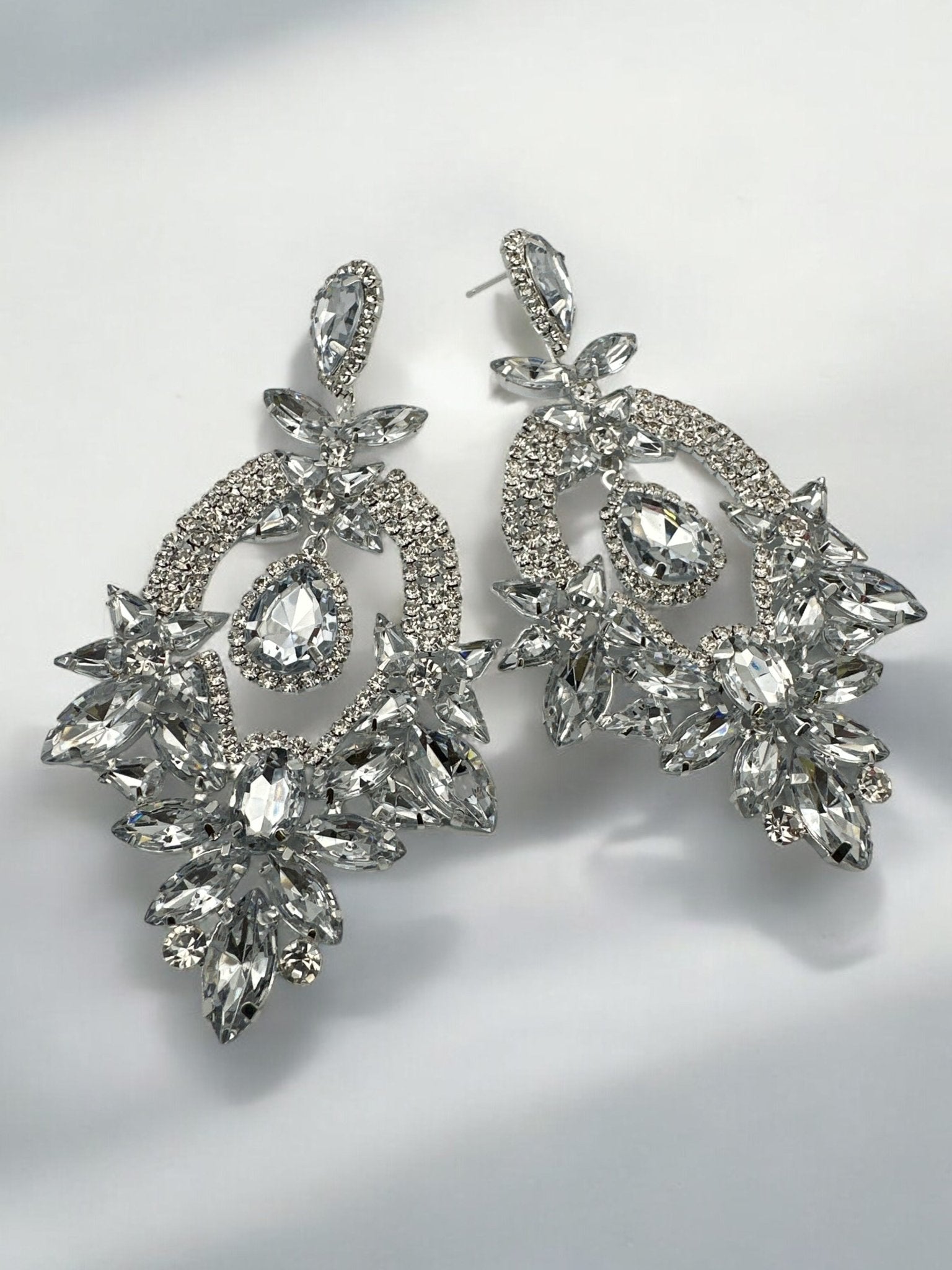 Glamorous Statement Crystal Diamante Rhinestone Dangle Earrings - Fatisha Boutique