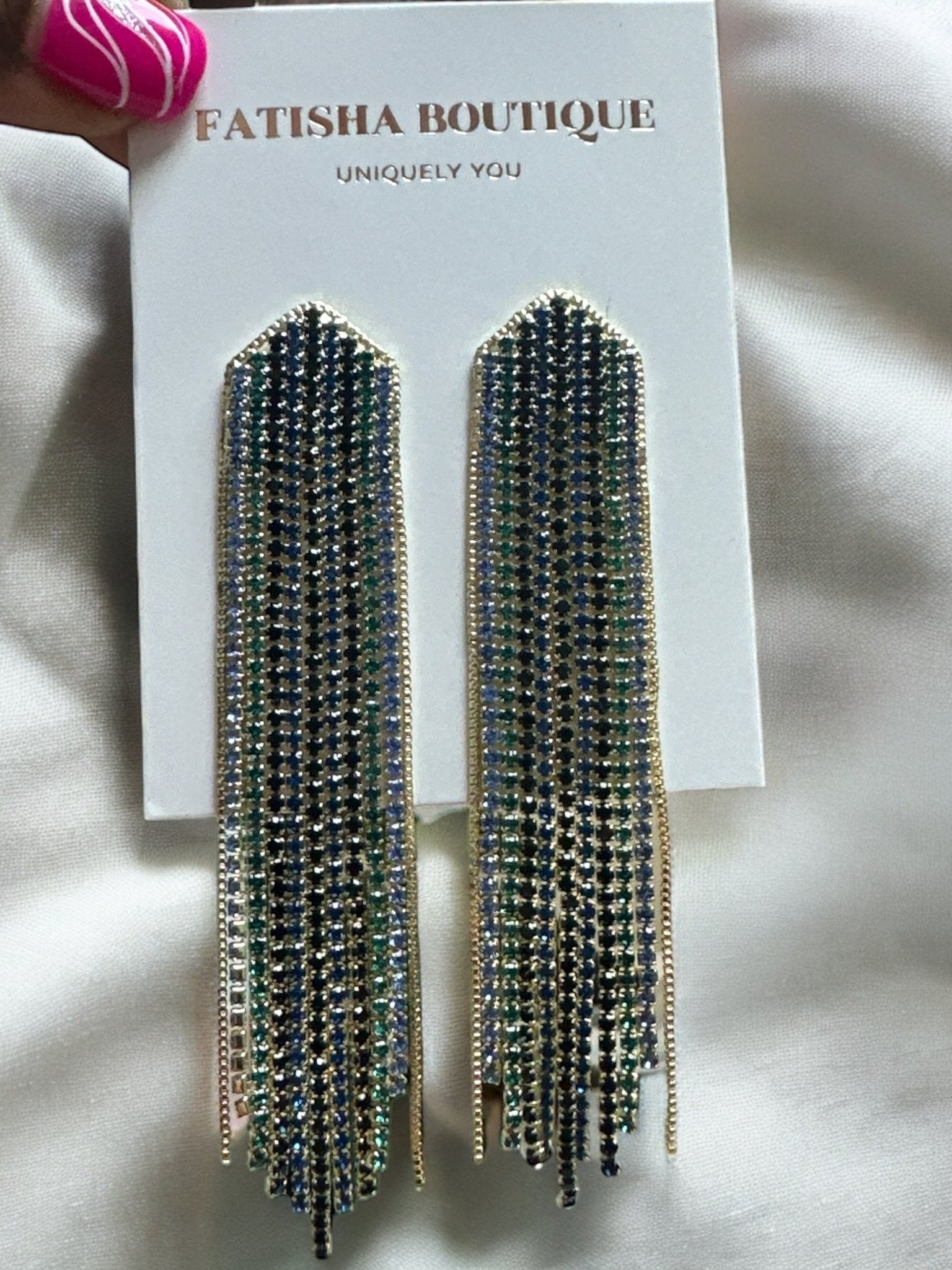 Glamorous Statement Crystal Rhinestone Tassel Earrings - Fatisha Boutique