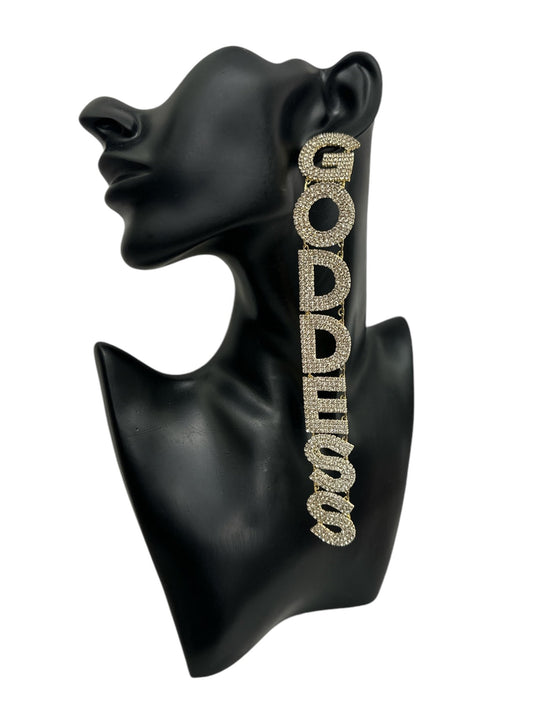 GODDESS Statement Earrings – Sparkling Rhinestone Drop Earrings - Fatisha Boutique