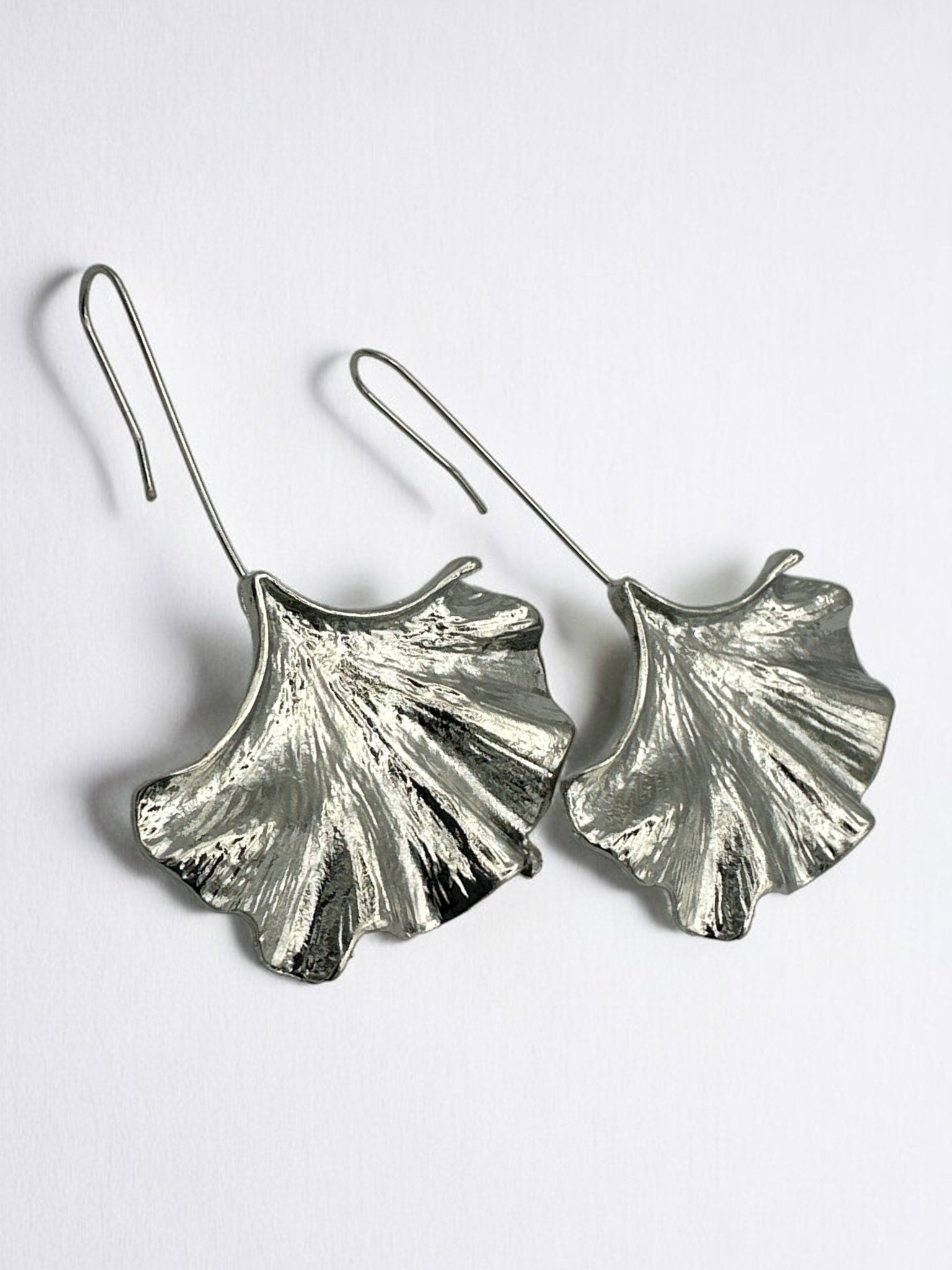 Gold and Silver Ginkgo Leaf Dangle Earrings - Nature - Inspired Jewellery - Fatisha Boutique