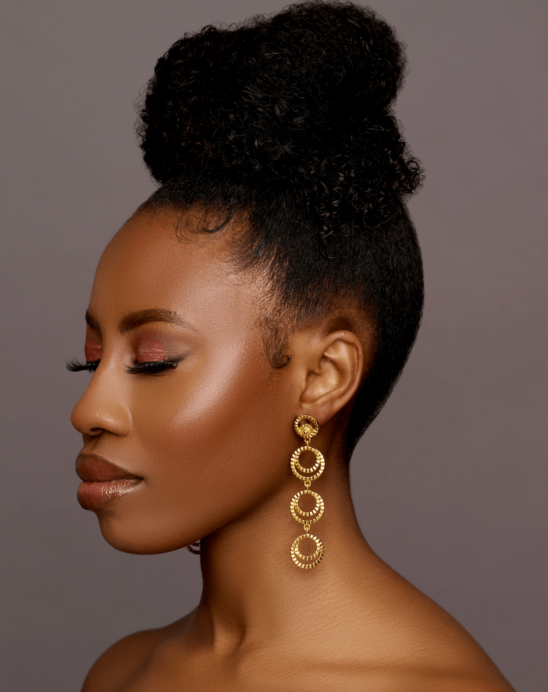 Gold Multi - Hoop Drop Earrings - Textured Tiered Statement Earrings - Fatisha Boutique