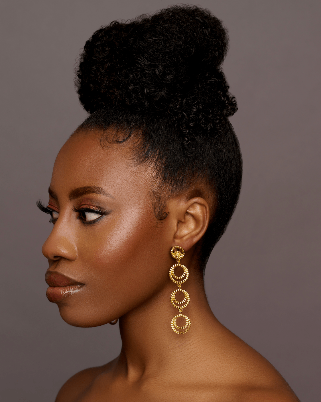 Gold Multi - Hoop Drop Earrings - Textured Tiered Statement Earrings - Fatisha Boutique