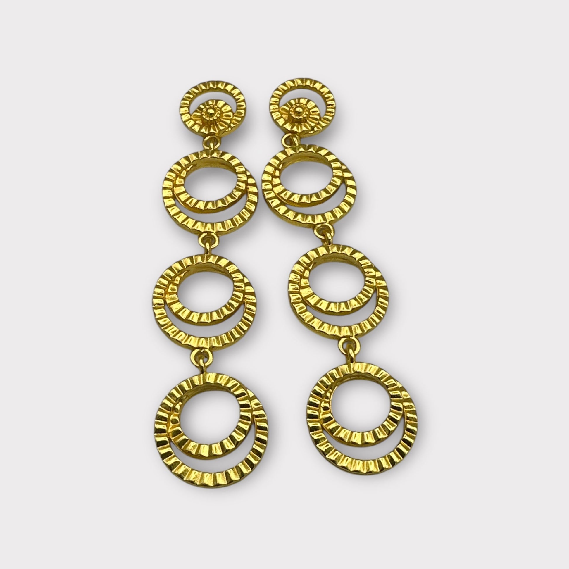 Gold Multi - Hoop Drop Earrings – Textured Tiered Statement Style - Fatisha Boutique