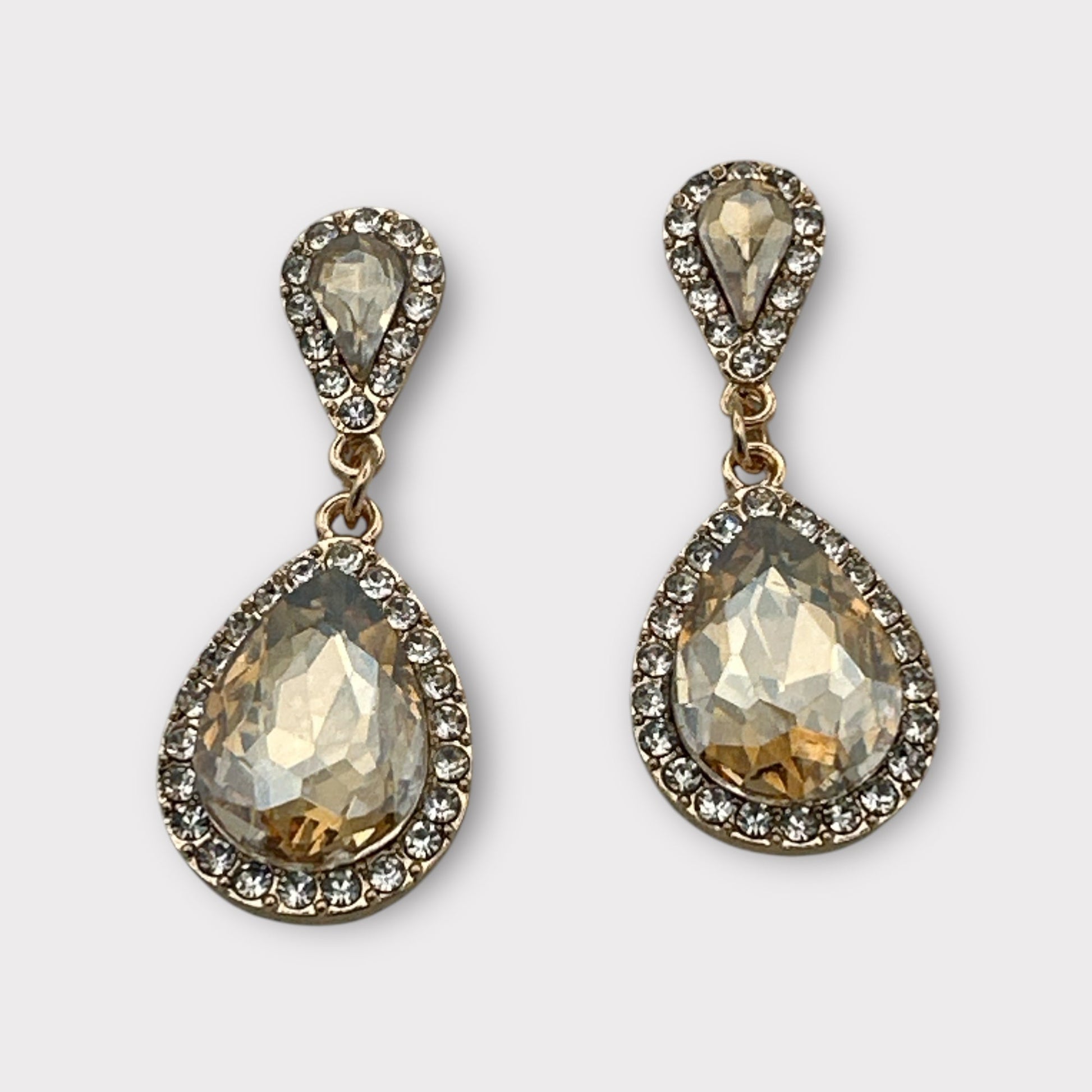 Gold Teardrop Crystal Earrings - Fatisha Boutique