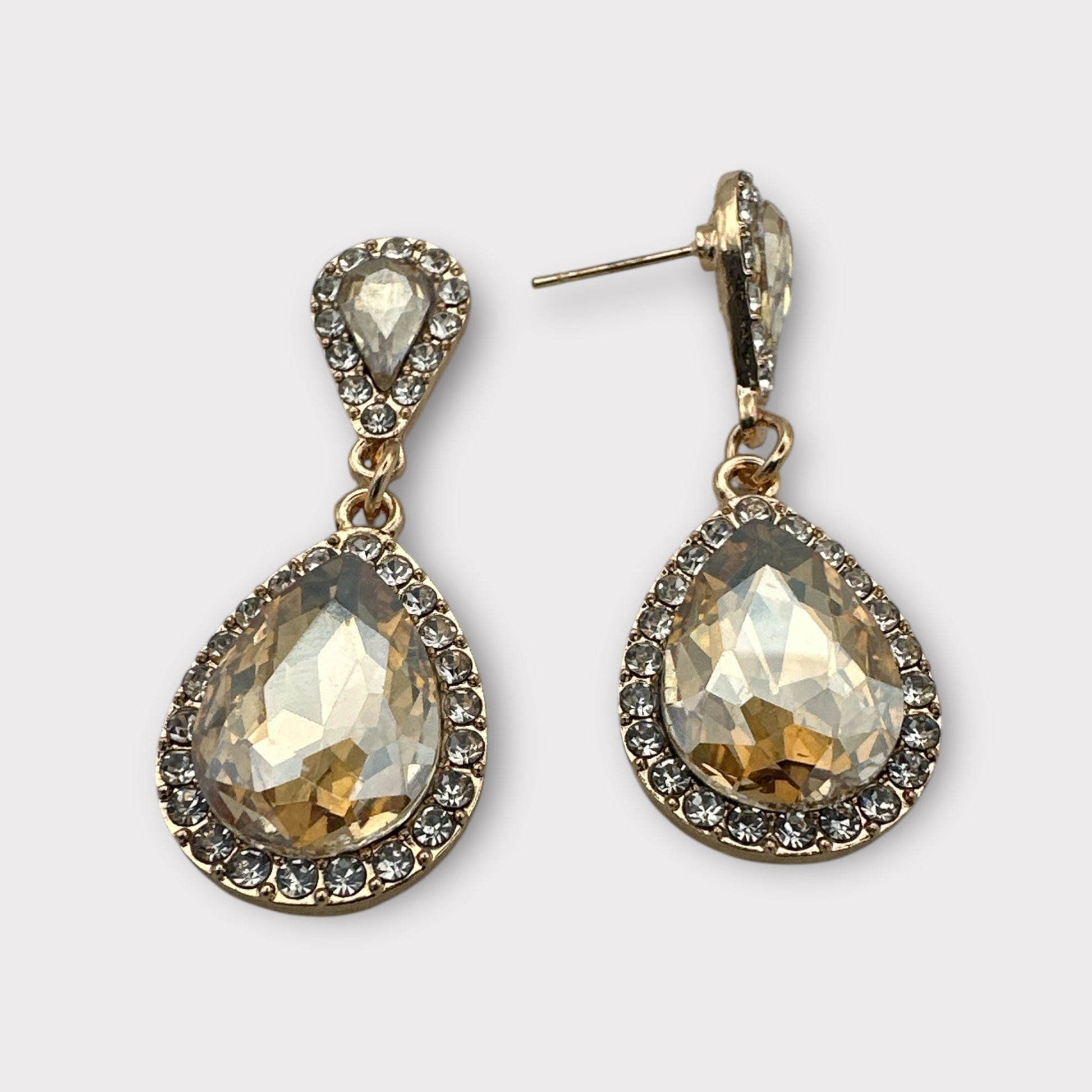 Gold Teardrop Crystal Earrings - Fatisha Boutique