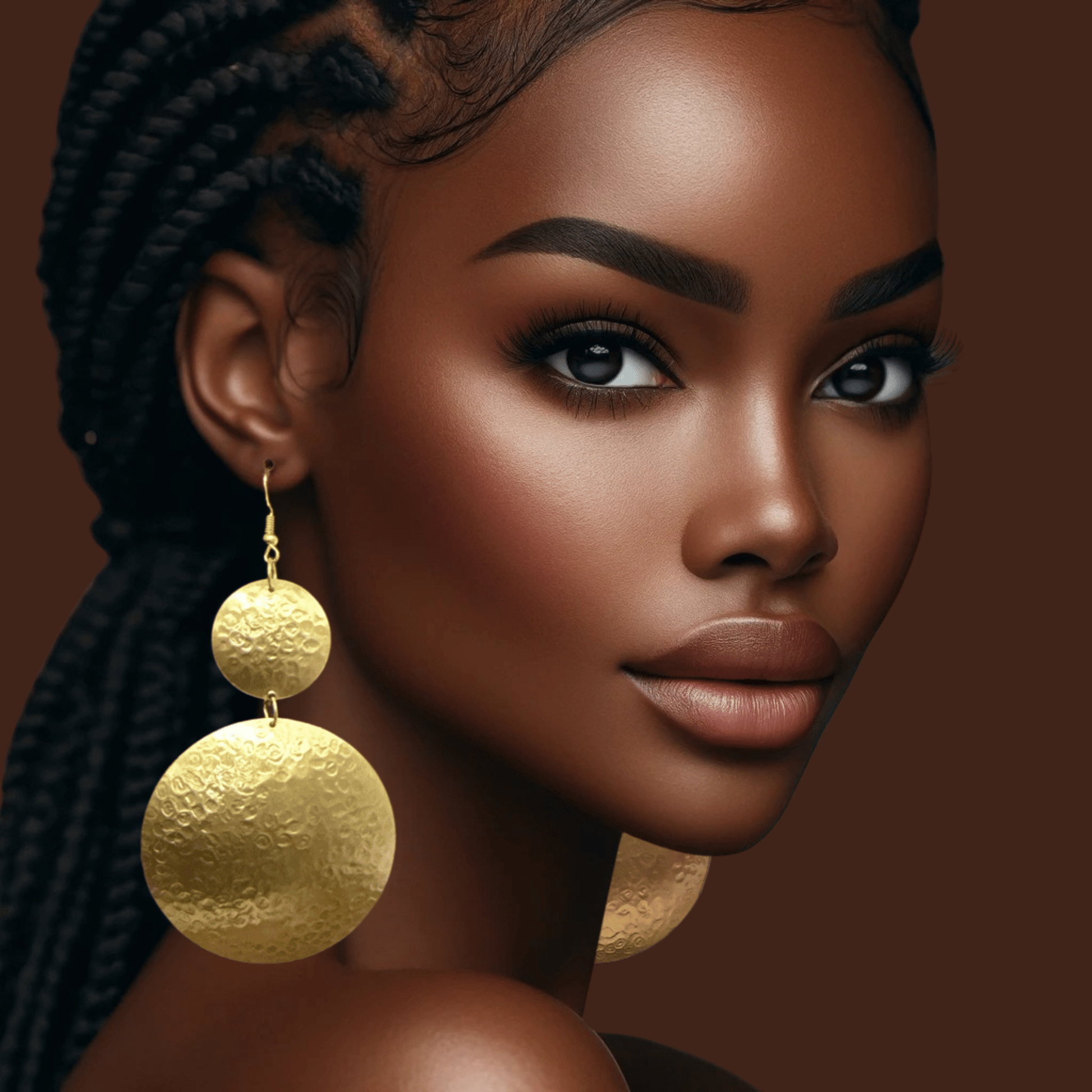 Gold Textured Double Disc Dangle Earrings - Fatisha Boutique