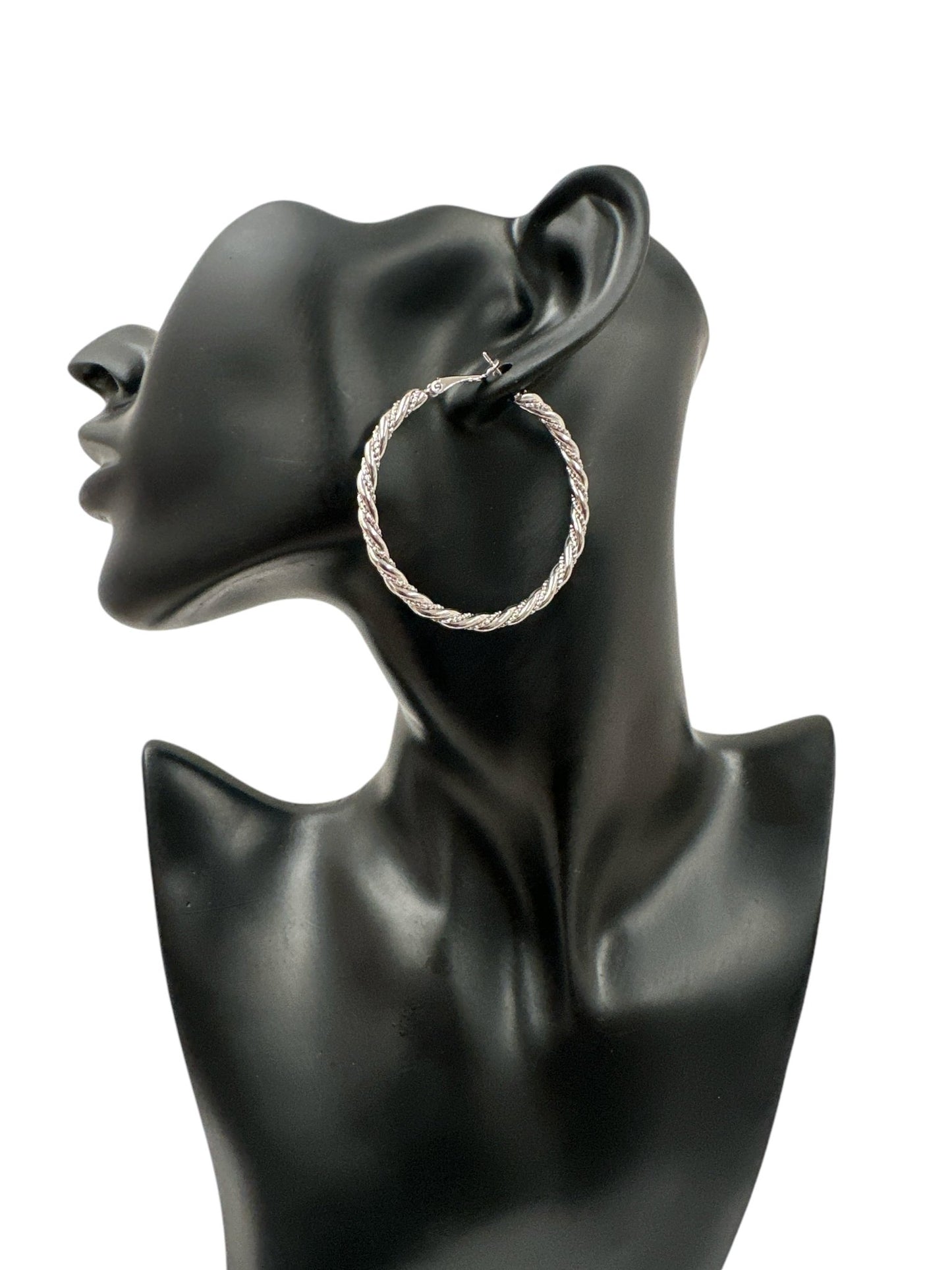 Gold - Tone Twisted 5CM Statement Hoop Earrings – Bold Rope Design Hoops for Women - Fatisha Boutique