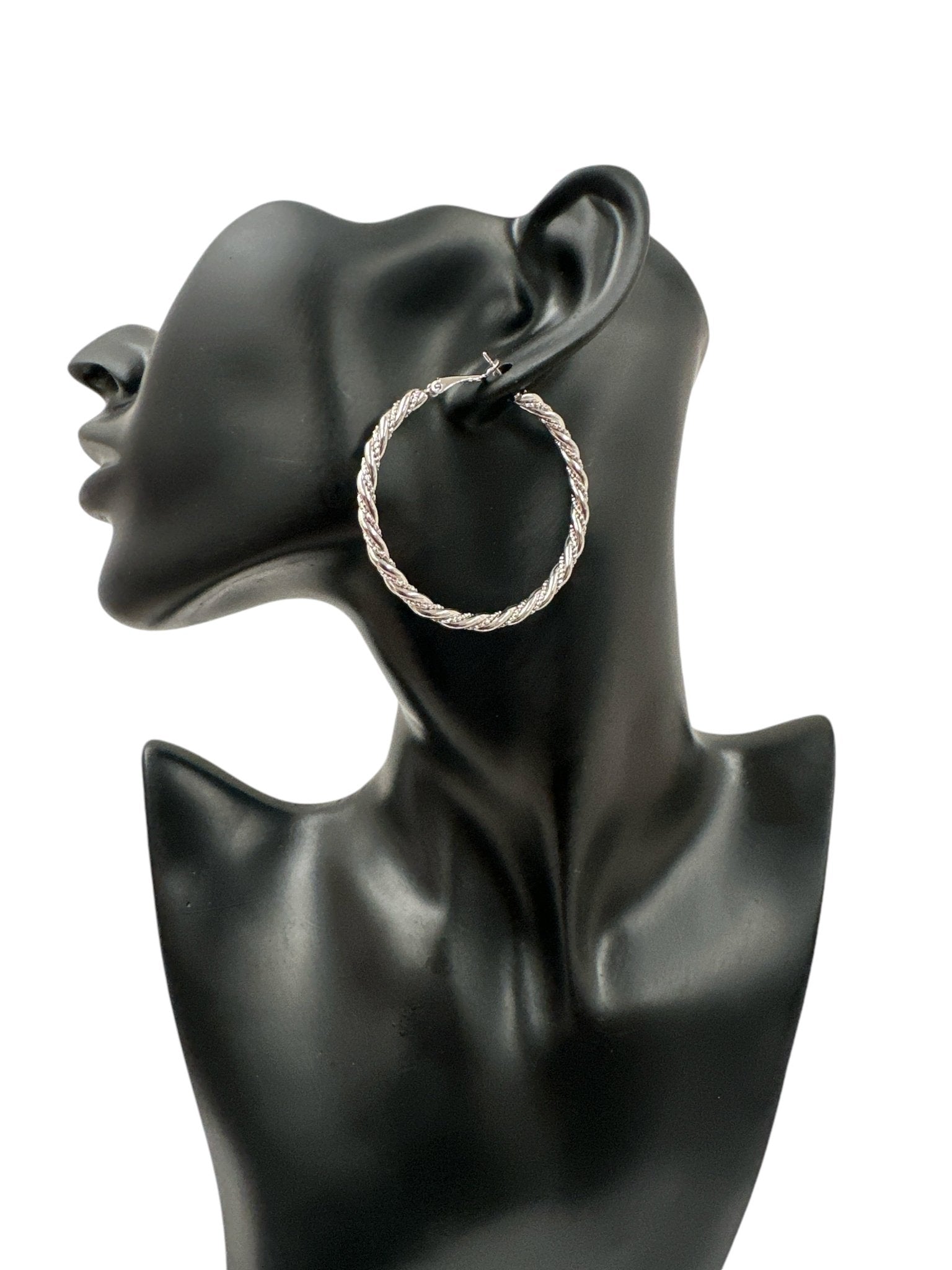 Gold - Tone Twisted 5CM Statement Hoop Earrings – Bold Rope Design Hoops for Women - Fatisha Boutique